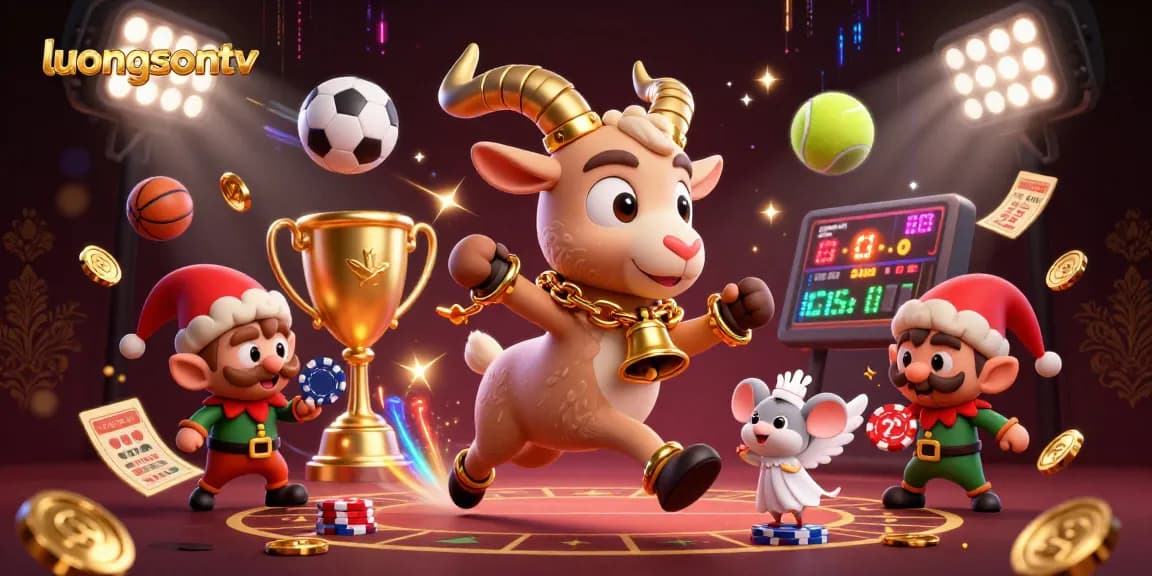 Experience the engaging ambiance of luongsontv's lively casino scene with animated characters and dynamic sports elements.
