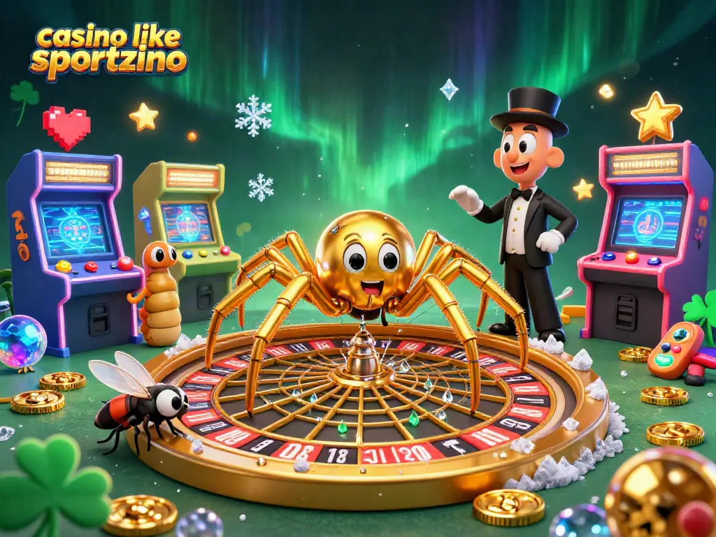 Experience gaming excitement at a casino like Sportzino with a vibrant 3D illustration of playful characters.
