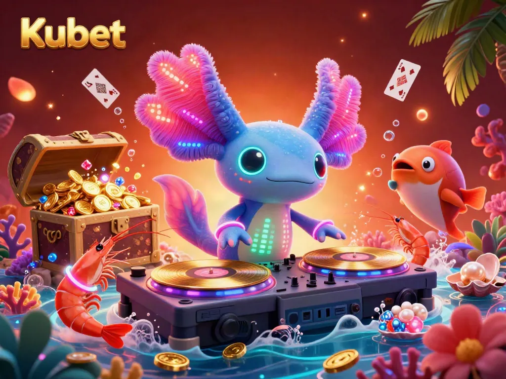Kubet's vibrant underwater casino scene with lively characters and playful gaming elements.