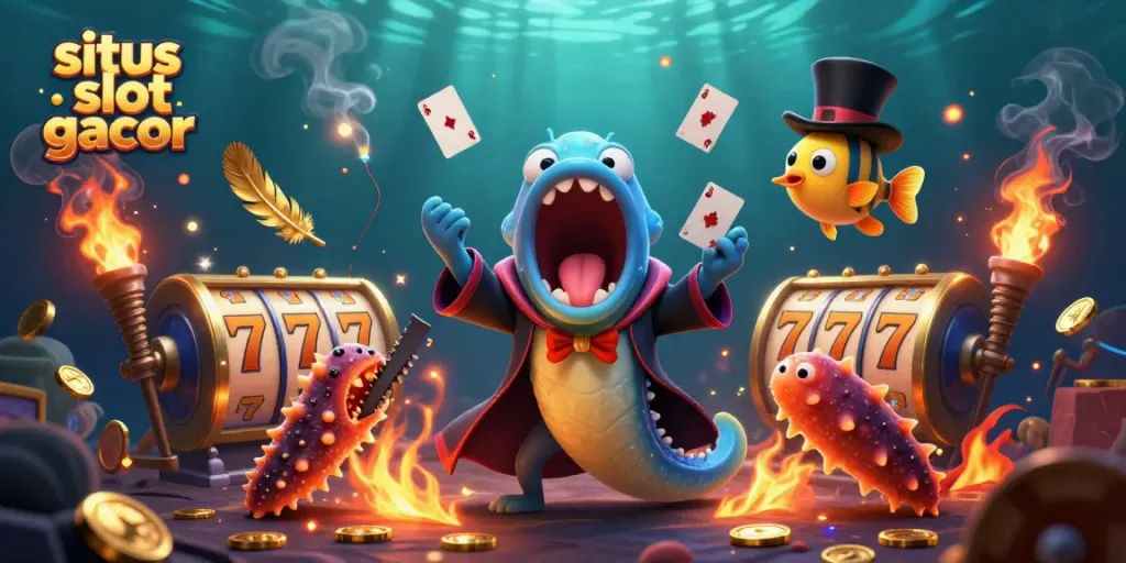 Permainan situs slot gacor dengan karakter ikan laut yang menarik dan suasana kasino yang meriah