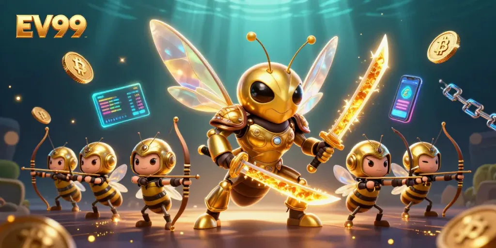 Engage with EV99's vibrant casino adventure through a golden samurai hornet and bee archers.