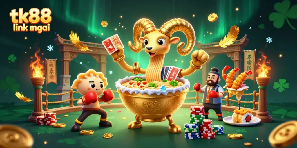 Experience exhilarating gaming with tk88 link mới featuring a vibrant casino scene and playful characters