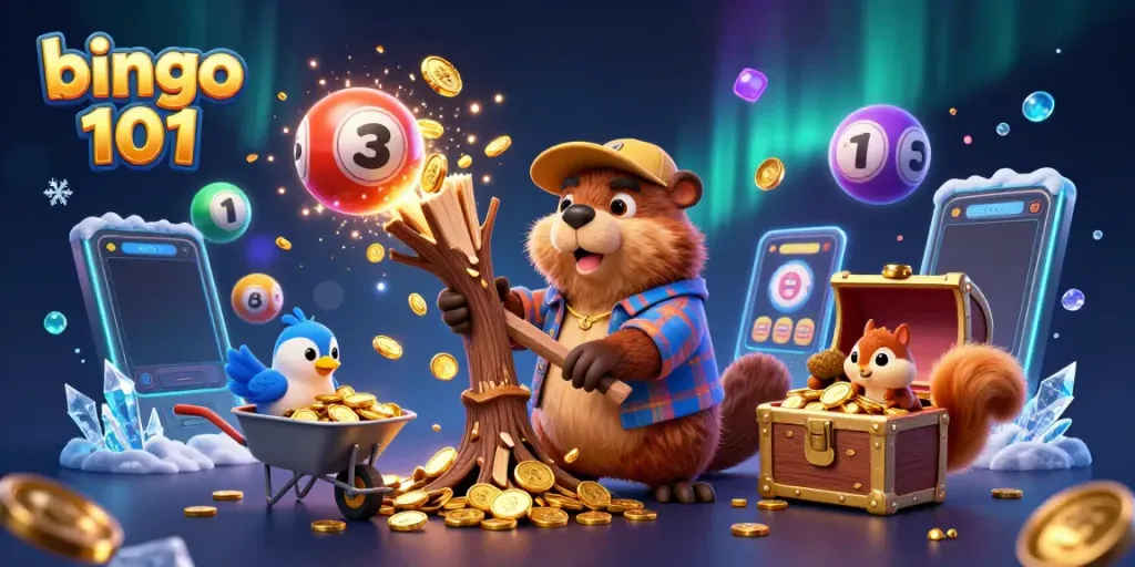 Experience the excitement of Bingo 101 with vibrant 3D characters and dynamic bingo elements exploding in celebration.