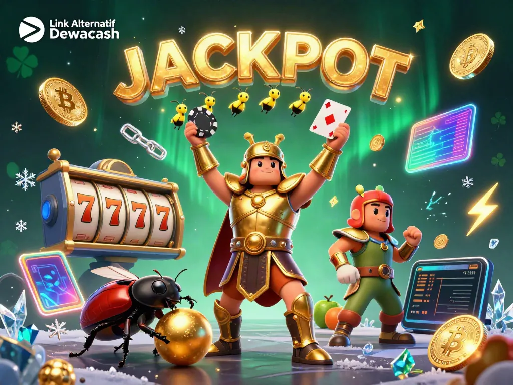 Experience the thrill of Link Alternatif Dewacash with beetle champions celebrating a jackpot win.