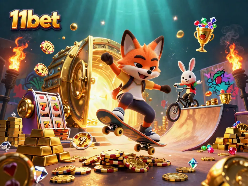 Experience thrilling gameplay with 11bet as fox and rabbit characters showcase exciting casino action.