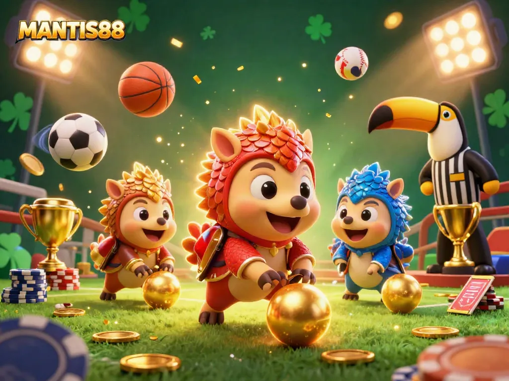 MANTIS88 brings excitement as rival pangolins roll into golden balls while bowling through poker chips.