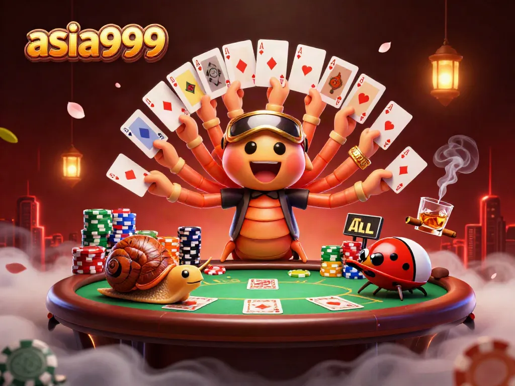 ภาพการ์ตูน 3D ที่แสดงถึง dealer มิลลิปีด พร้อมการ์ดและชิปในเกม จัดเตรียมเพื่อ เข้าใช้งานที่ asia999