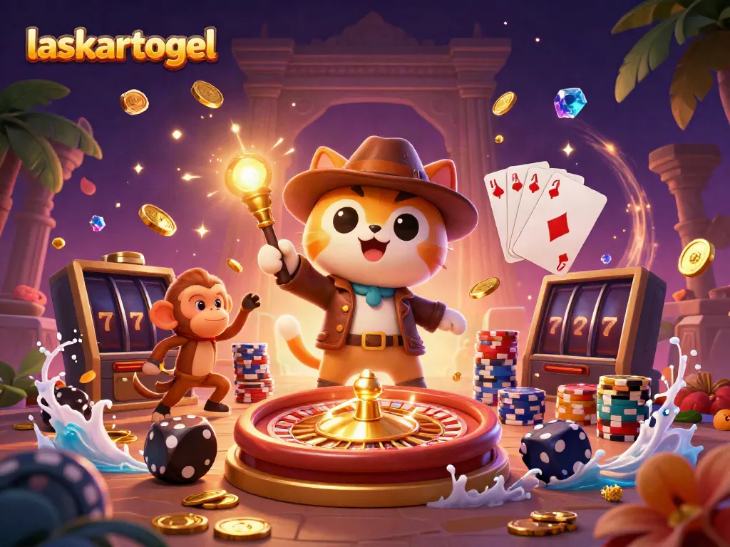 Experience the thrill of laskartogel with captivating golden coins and dynamic casino elements.