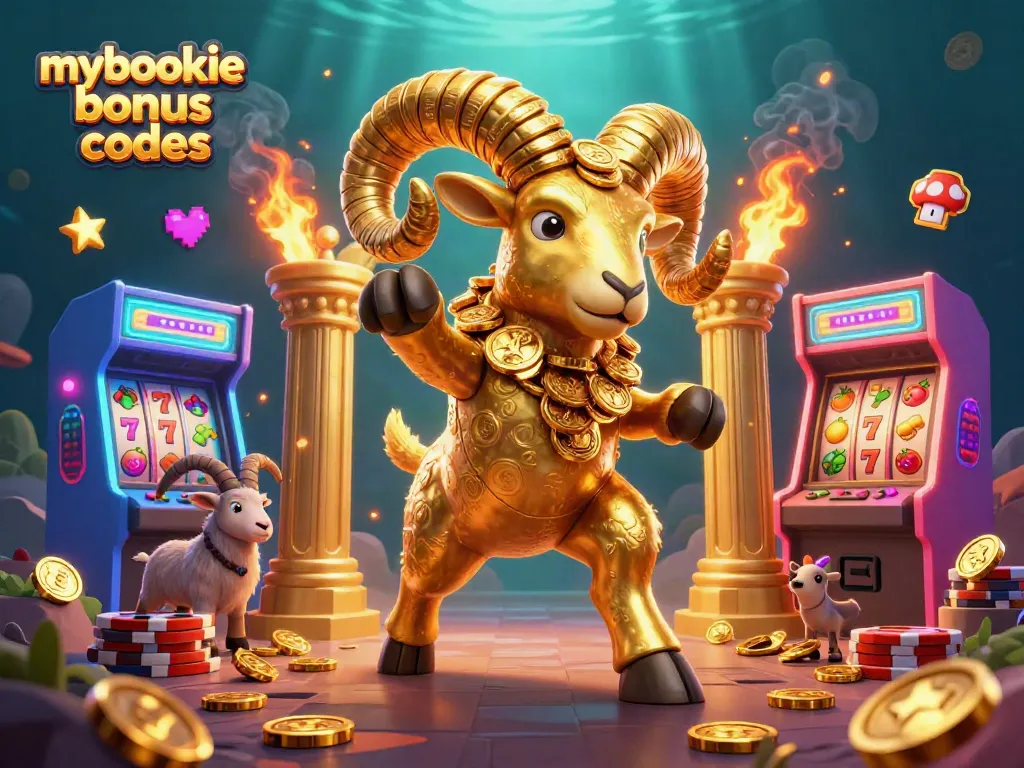 Engage with mybookie bonus codes in a vibrant casino scene featuring animated characters and colorful game elements.