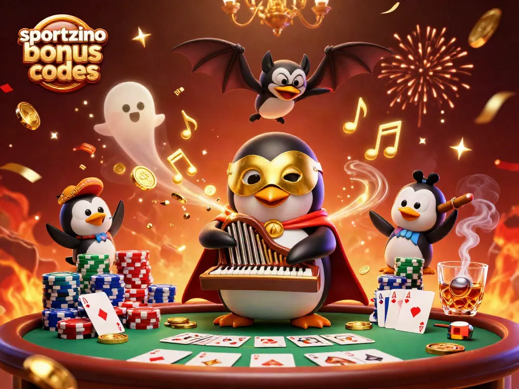 Claim sportzino bonus codes while playing a vibrant poker scene with golden coins and colorful chips.
