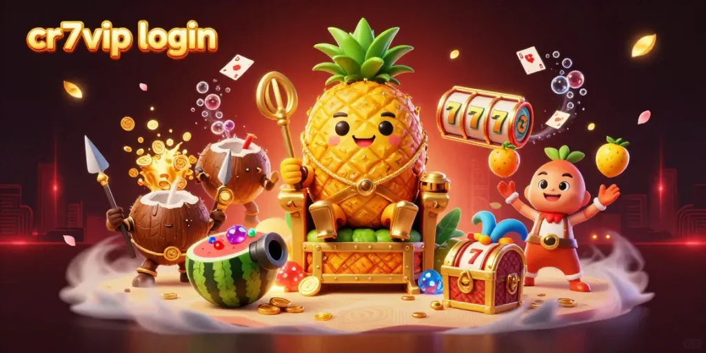 Jelajahi keseruan dengan cr7vip login, raja nanas emas dan teman-temannya dalam perayaan kasino.