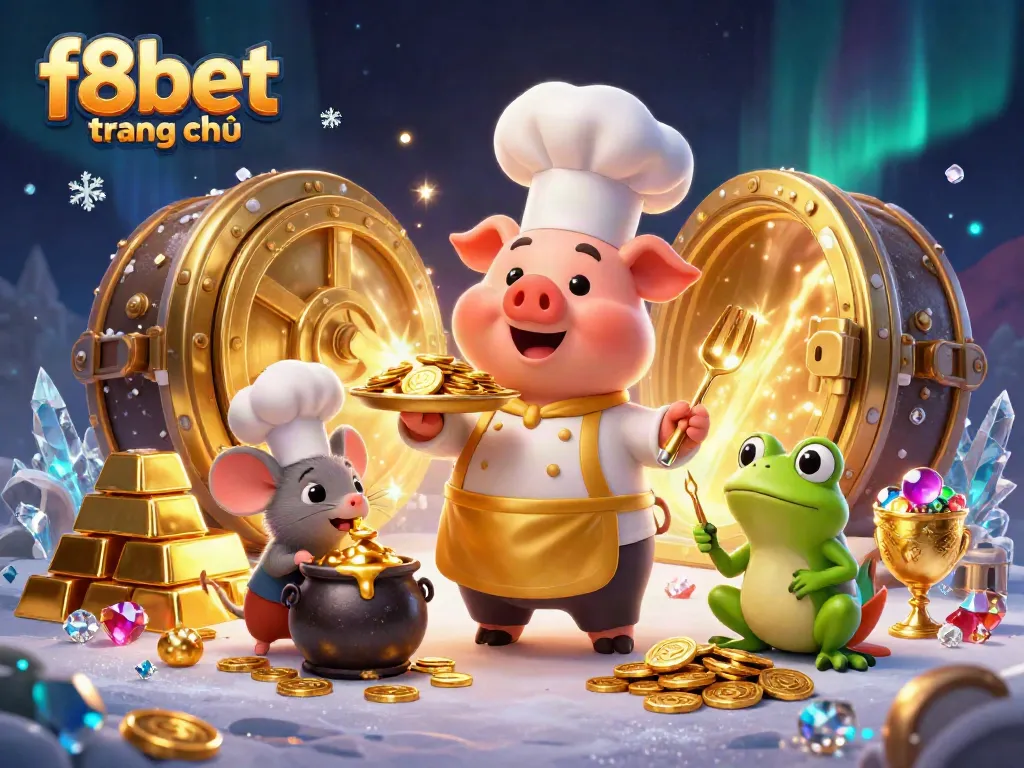 Experience the thrill of f8bet trang chủ with cartoon characters in a dazzling casino scene.