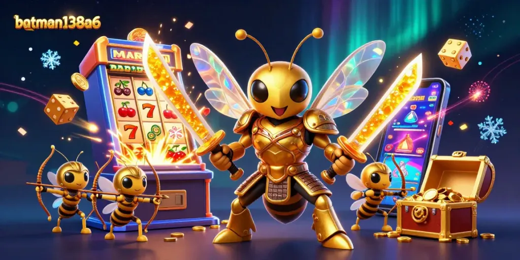 Experience gaming excitement with batman138a6 in a vibrant jackpot scene featuring a hornet samurai.