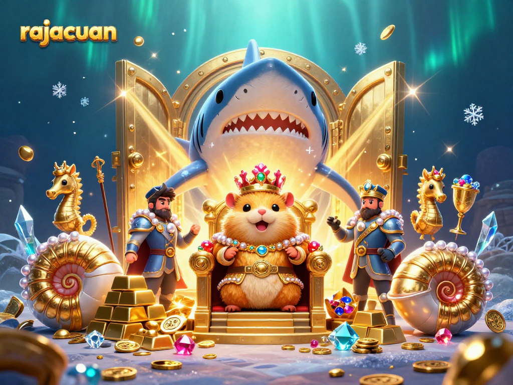Engage in thrilling gameplay at rajacuan, featuring an exhilarating scene with treasure and a royal hamster king.