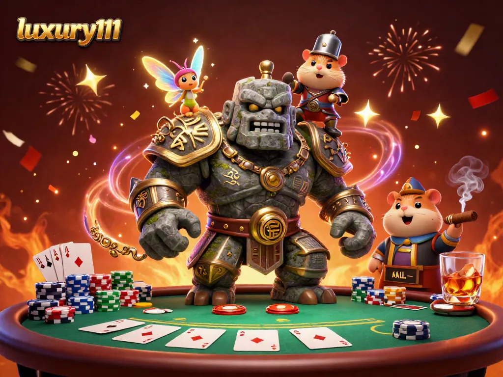 Experience the excitement of luxury111 gaming with a captivating casino scene featuring magical characters.