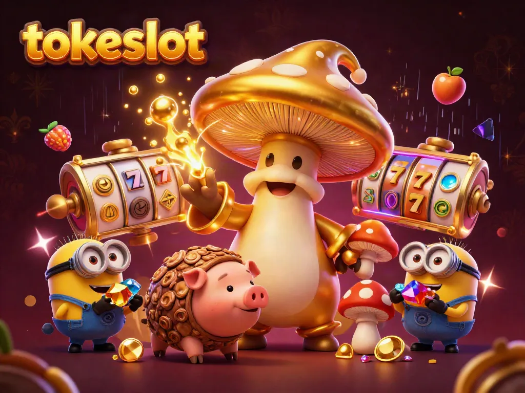 Engage with the excitement of tokeslot as a golden wizard and his pig companion reveal riches in this 3D gaming scene.