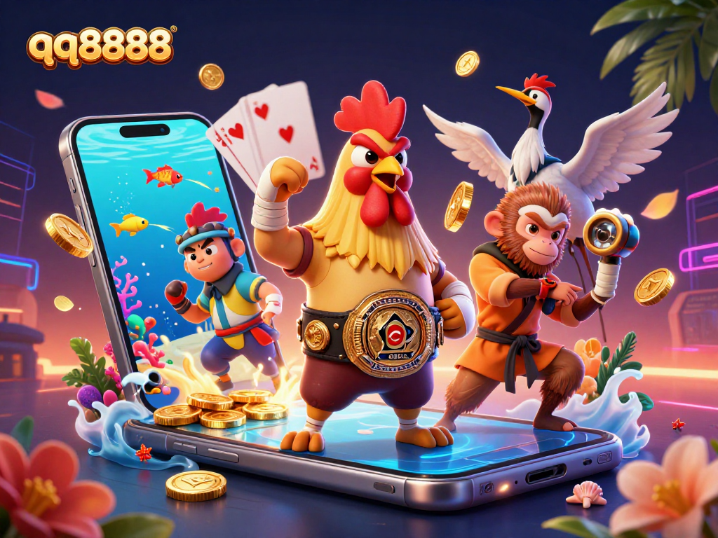 Engage in thrilling fish shooting games at qq8888 with dynamic 3D characters and vibrant casino elements.
