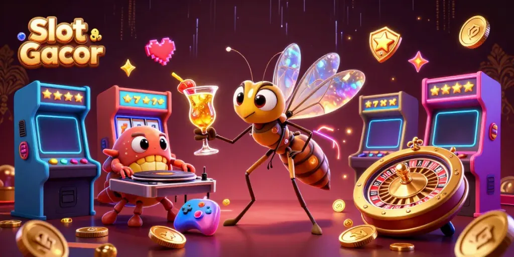 Experience the thrill of Slot Gacor with a vibrant 3D illustration blending casino and gaming elements.