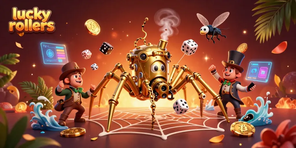 Experience the thrills and excitement of lucky rollers in this vibrant crypto casino illustration.