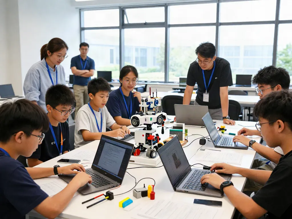 MERAHTOTO, workshop interaktif robotika dengan peserta muda yang belajar teknologi masa depan.