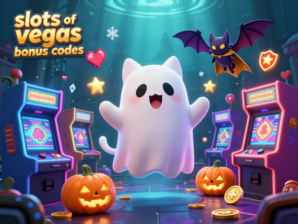 Play exciting slots of vegas bonus codes with a friendly ghost cat and vampire bat in a haunted casino!