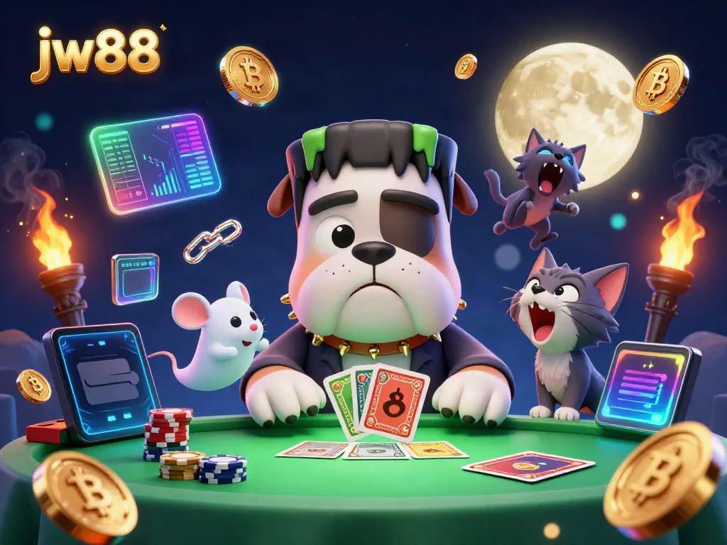 Experience thrilling casino action with jw88's vibrant characters and gaming elements in a dazzling 3D scene.
