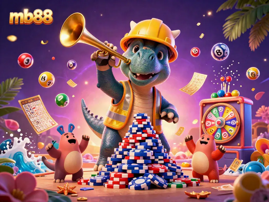 Experience exciting gaming with mb88 featuring vibrant casino elements and playful characters.
