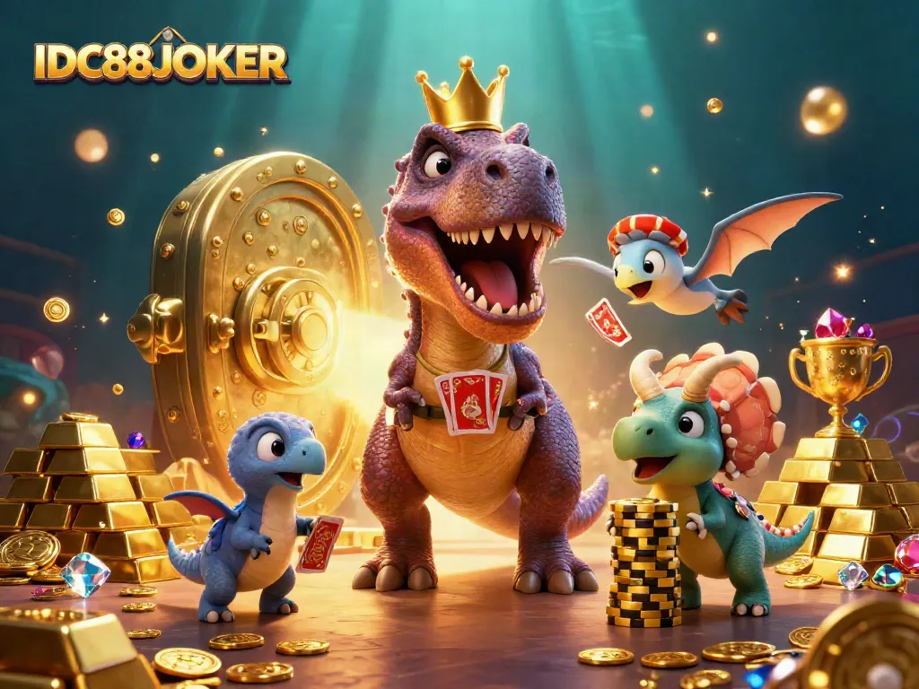 Experience engaging gameplay with IDC88JOKER in this vibrant casino scene packed with gold and excitement.
