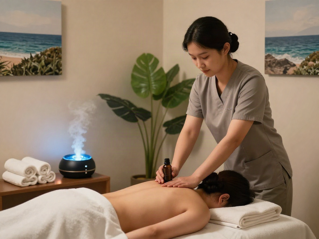 Discover a relaxing 의정부출장안마 experience with soothing massages in a serene therapy room.