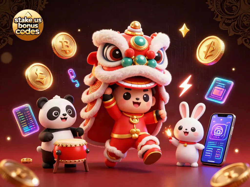 Engage with stake us bonus codes in this vibrant casino scene featuring characters and crypto elements.