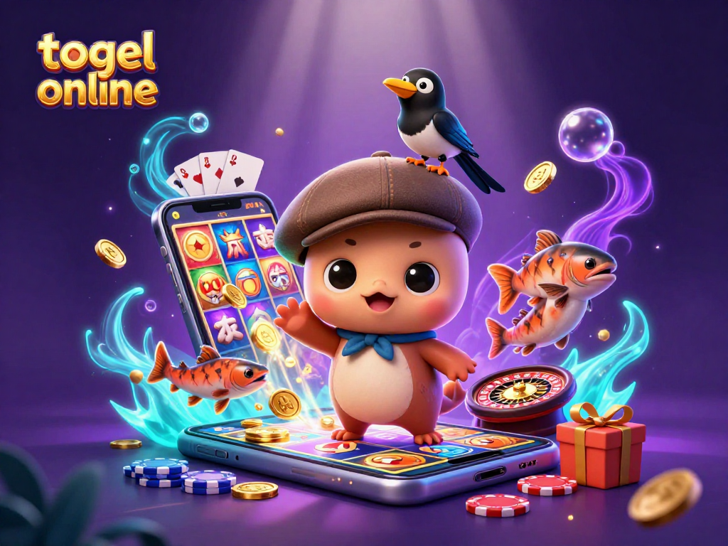 Engage with togel online as Nessie and friends celebrate winning spins and vibrant game elements.