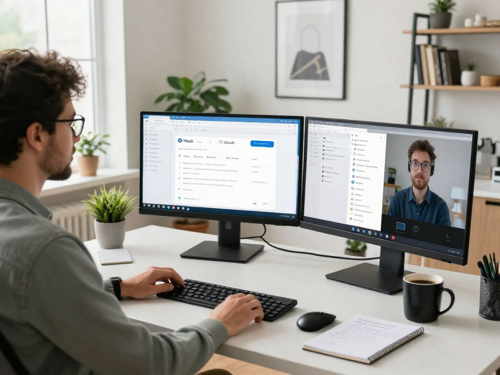 Explore ToDesk's remote desktop software in an inviting home office setup for efficient work-from-home experiences.