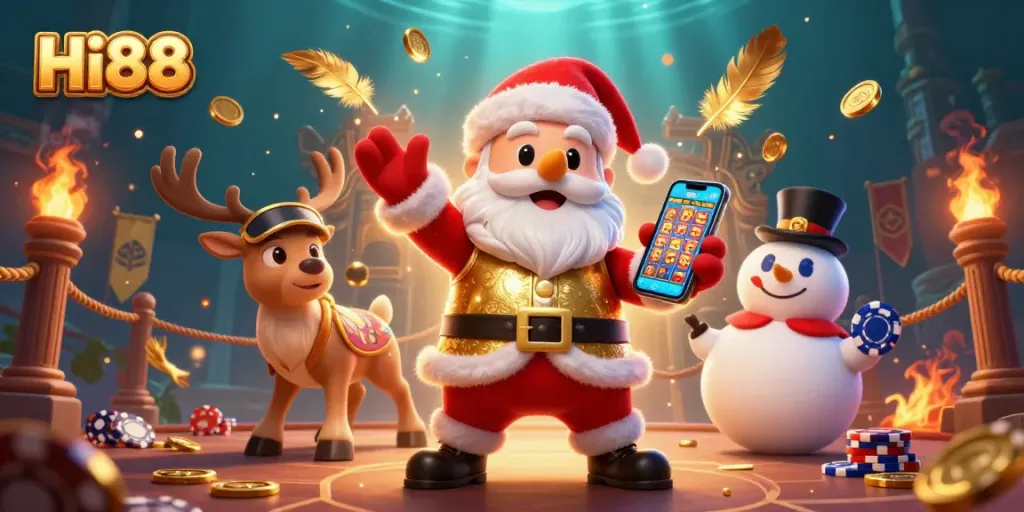 Hi88 welcomes players with exciting jackpot slots action featuring a 3D cartoon casino scene.