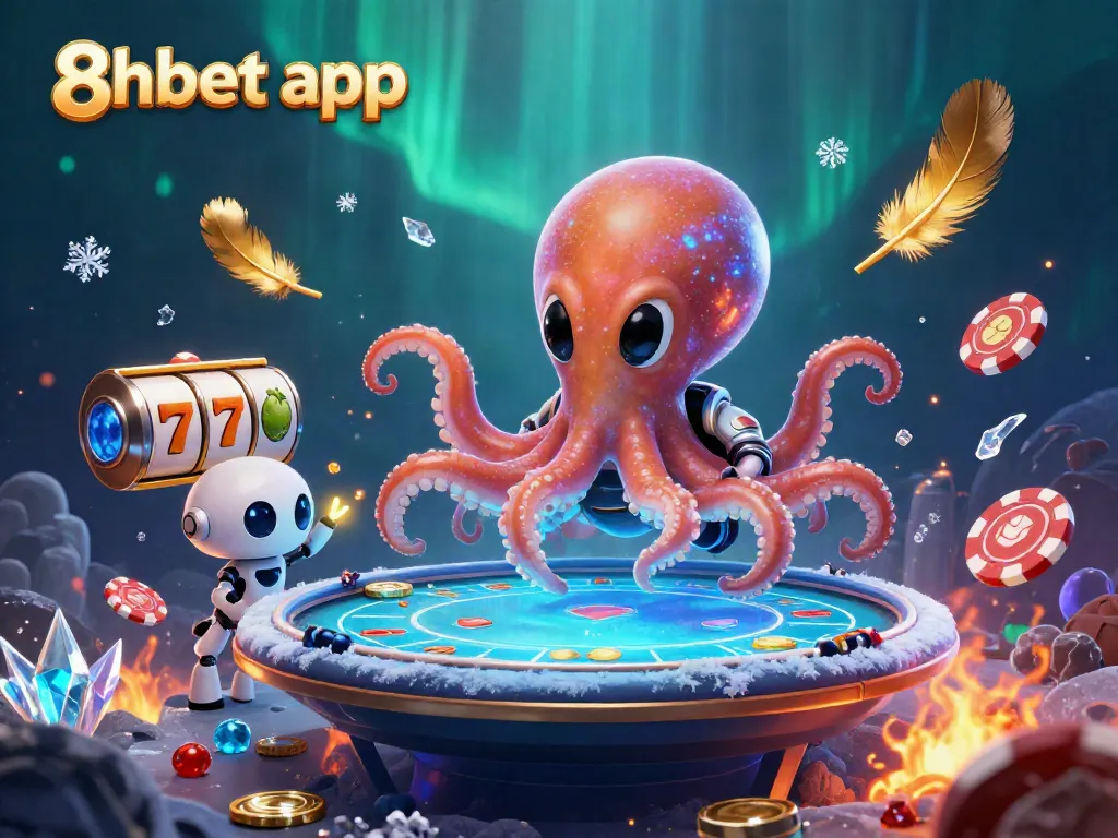Experience thrilling gameplay in the 8xbet app with an alien octopus and exciting poker elements.