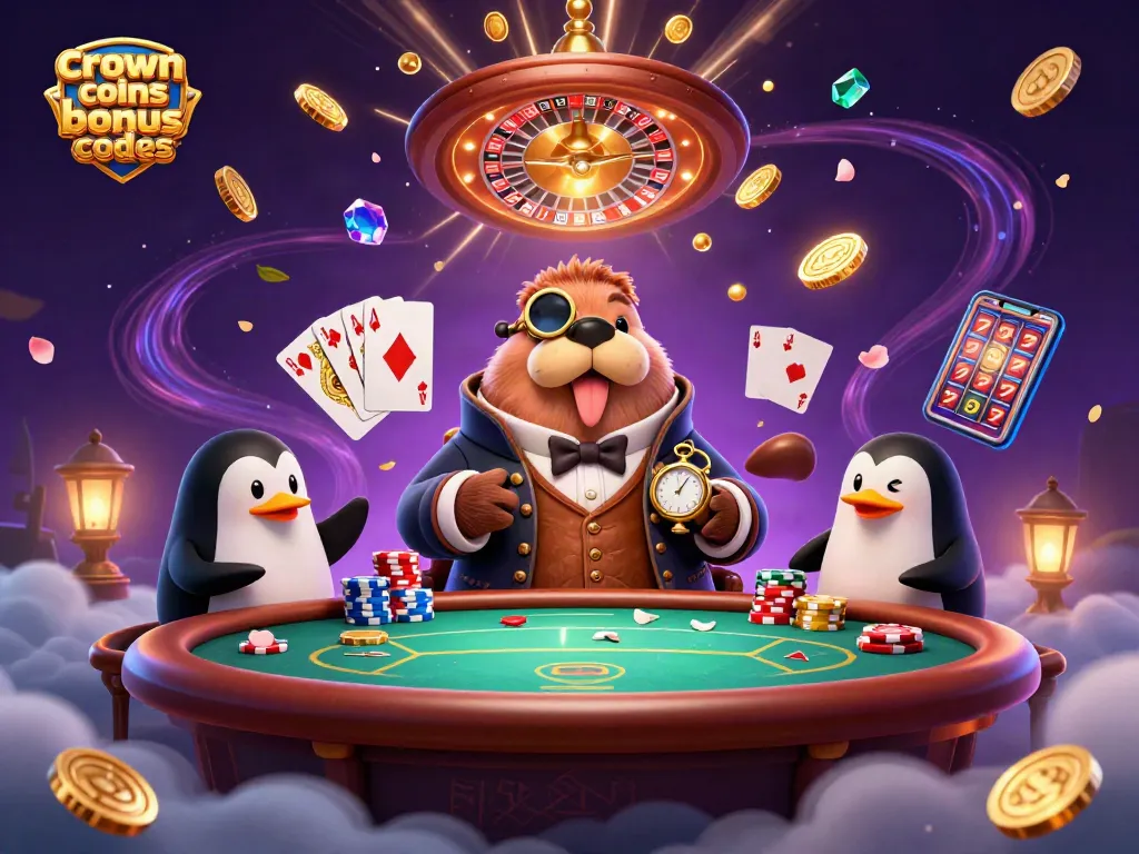 Experience crown coins bonus codes in this vibrant underwater casino scene with playful characters and dynamic action.