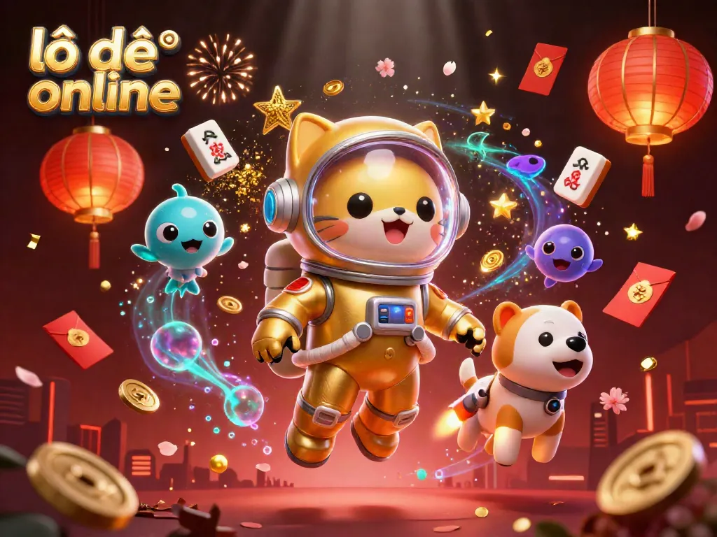 Play and win with lô đề online in an ultra-detailed 3D space-themed casino illustration.