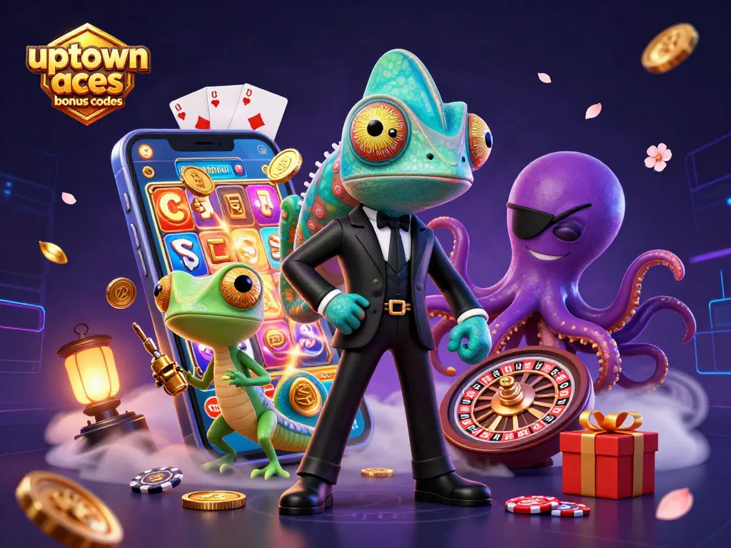 Engage with uptown aces bonus codes in this vibrant 3D illustration of casino action.