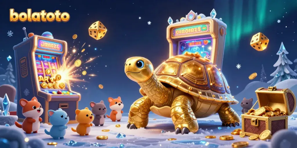 Experience bolatoto with a thrilling jackpot scene featuring a golden tortoise pinball machine.